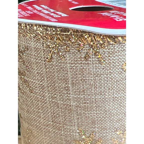 New Bundle Extra Wide Gold with Glitter Snowflake Christmas Ribbon Wreath Crafti - Picture 3 of 7